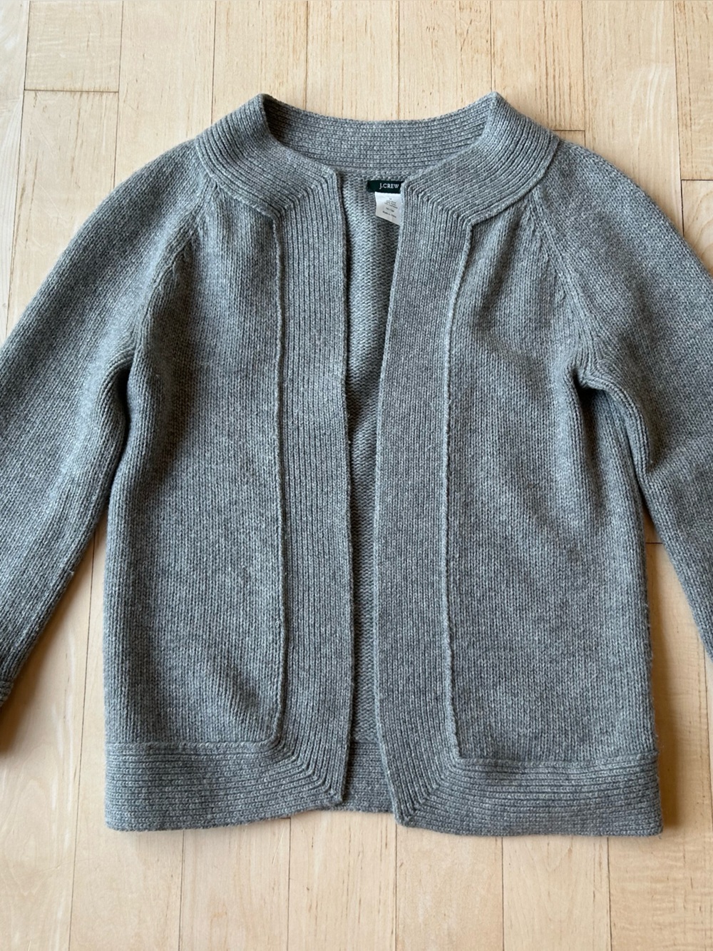 J. Crew Open Front Chunky Ribbed Cardigan Wool/Cashmere Heather Gray Medium - Picture 14 of 14